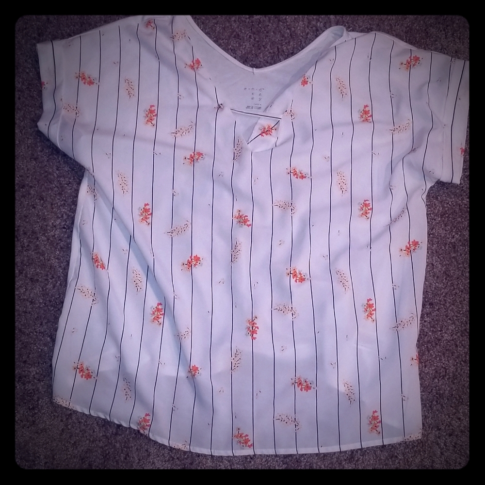 A New Day Floral Striped Top